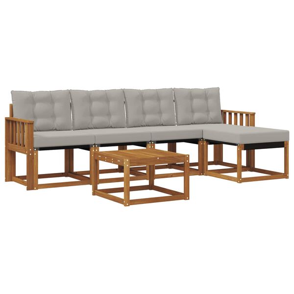 vidaXL Venkovn&iacute; pohovkov&aacute; souprava 6 pcs Př&iacute;rodn&iacute; a světle &scaron;ed&aacute;