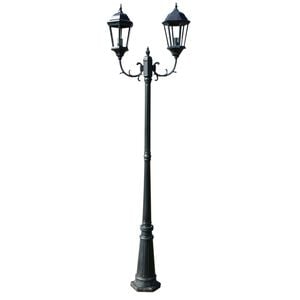 vidaXL Zahradn&iacute; lampa vysok&aacute; 2ramenn&aacute; 230 cm tmavě zelen&aacute;/čern&aacute; hlin&iacute;k