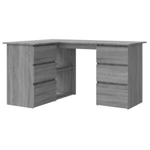 vidaXL Rohov&yacute; psac&iacute; stůl &scaron;ed&yacute; sonoma 145x100x76 cm kompozitn&iacute; dřevo