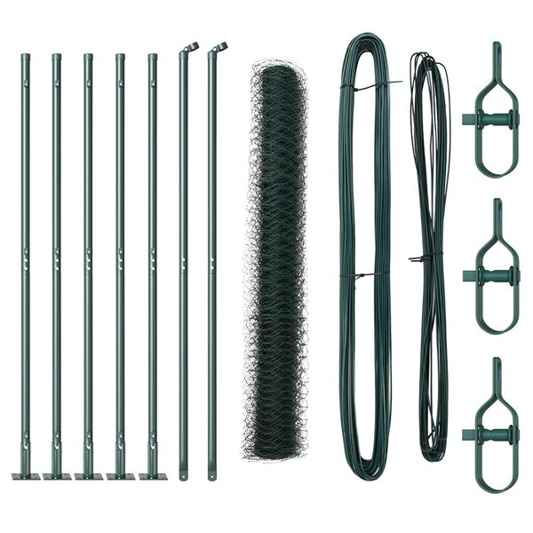 vidaXL Plotov&yacute; sloupek. Zelen&aacute; 10 x 1 m (36 mm s&iacute;ť) Ocel a PVC