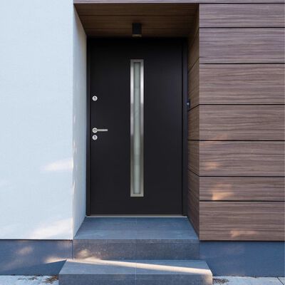 vidaXL Hliníkové vchodové dveře antracitové 90 x 200 cm