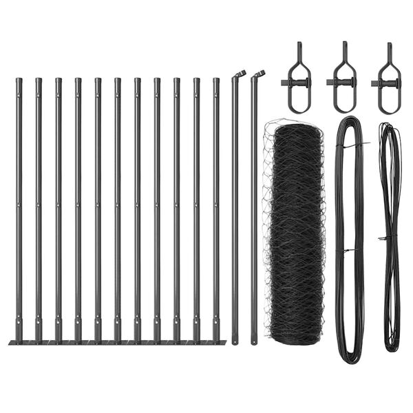 vidaXL Plotov&yacute; sloupek. &Scaron;ed&aacute; 25 x 0,5 m (s&iacute;ťka 50 mm) Ocel