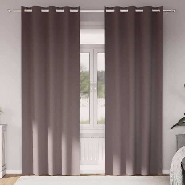 vidaXL Z&aacute;věsy na zatemněn&iacute; s kroužky 2 pcs Tmavě hněd&aacute; 245 x 140 cm