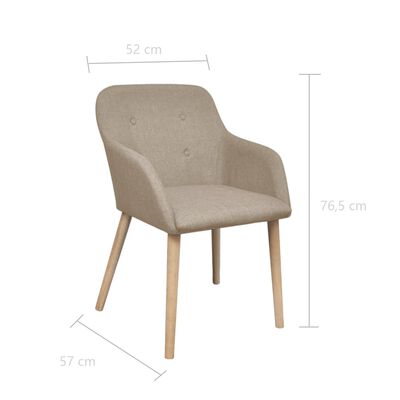 vidaXL Jídelní židle 6 ks béžové textil a masivní dubové dřevo