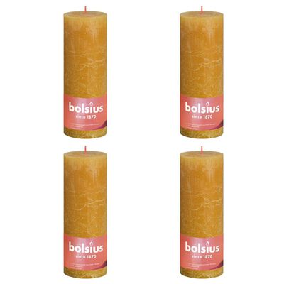 Bolsius Rustikální válcové svíčky Shine 4 ks 190 x 68 mm medově žluté