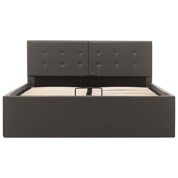 vidaXL R&aacute;m postele zvedac&iacute; &uacute;ložn&yacute; prostor &scaron;ed&yacute; uměl&aacute; kůže 120 x 200 cm