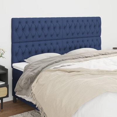 vidaXL Čelo postele 4 ks modré 100x7x78/88 cm textil