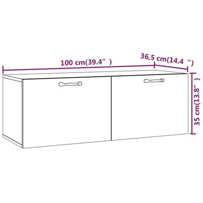 vidaXL Nástěnná skříňka lesklá bílá 100x36,5x35 cm kompozitní dřevo