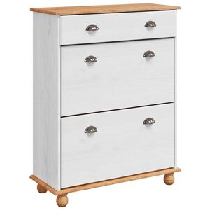 vidaXL Skř&iacute;ň na obuv ASKIM B&iacute;l&aacute; 85 x 35 x 108 cm Masivn&iacute; borov&eacute; dřevo