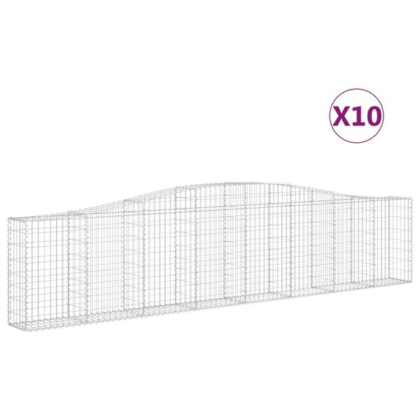 vidaXL Klenut&eacute; gabionov&eacute; ko&scaron;e 10ks 400x30x80/100 cm pozinkovan&eacute; železo