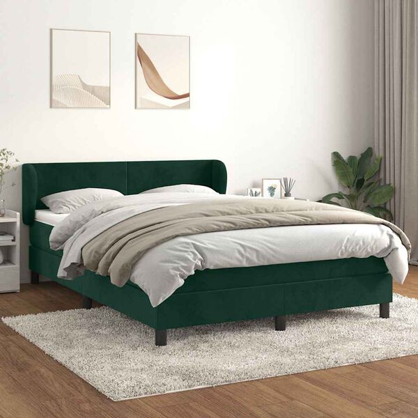 vidaXL Box spring postel s matrac&iacute; tmavě zelen&aacute; 140x190 cm samet