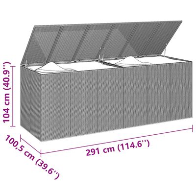 vidaXL Zahradní úložný box PE ratan 291 x 100,5 x 104 cm černý