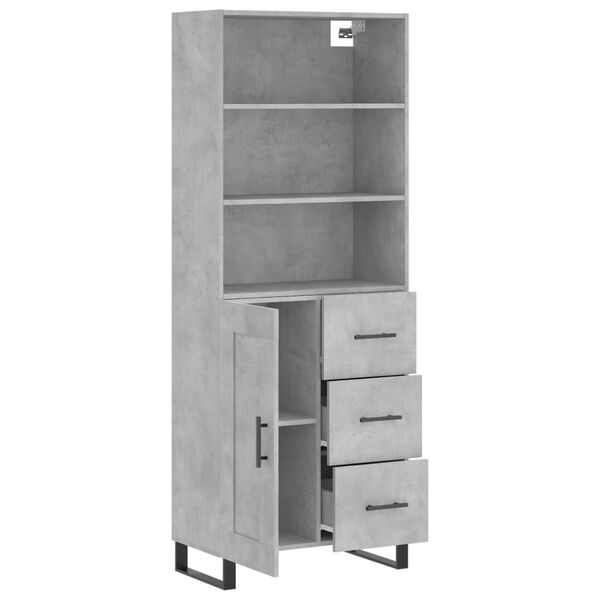 vidaXL Skř&iacute;ň highboard betonově &scaron;ed&aacute; 69,5x34x180 cm kompozitn&iacute; dřevo