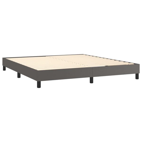 vidaXL Box spring postel s matrac&iacute; &scaron;ed&aacute; 180x200 cm uměl&aacute; kůže