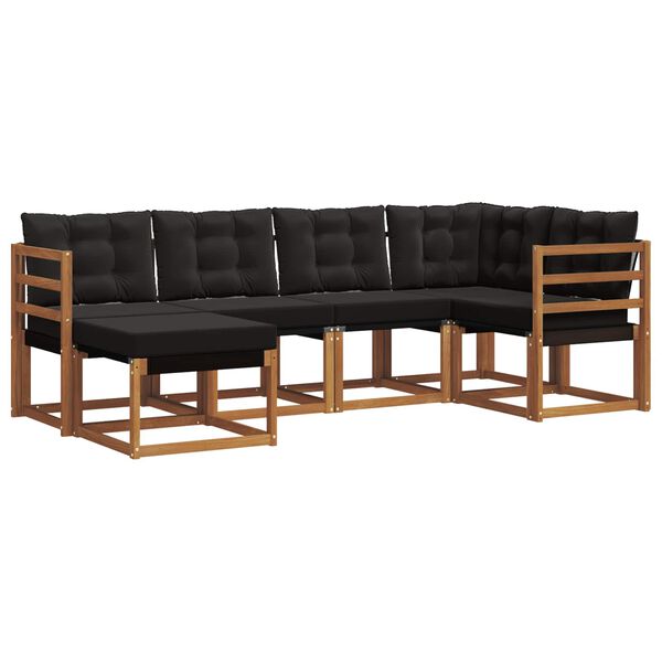 vidaXL Venkovn&iacute; pohovkov&aacute; souprava s pol&scaron;t&aacute;řem 6 pcs Přirozen&aacute; a čern&aacute;