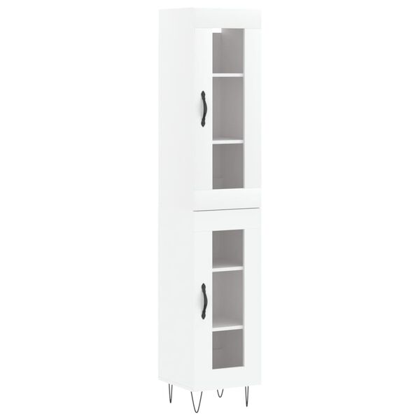 vidaXL Skř&iacute;ň highboard b&iacute;l&aacute; 34,5 x 34 x 180 cm kompozitn&iacute; dřevo