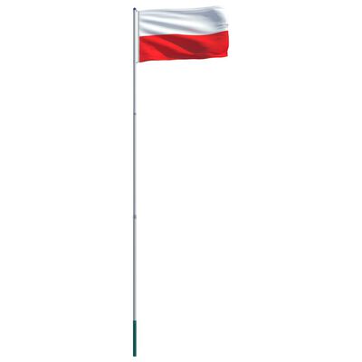vidaXL Polská vlajka a stožár hliník 6 m