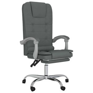 vidaXL Mas&aacute;žn&iacute; polohovac&iacute; kancel&aacute;řsk&eacute; křeslo tmavě &scaron;ed&eacute; textil