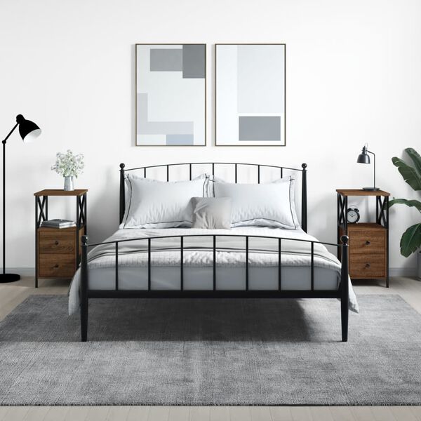 vidaXL Nočn&iacute; stolky 2 ks hněd&yacute; dub 34 x 35,5 x 70 cm kompozitn&iacute; dřevo