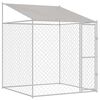 vidaXL Ps&iacute; klec s střechou Stř&iacute;brn&aacute; 200 x 200 x 258 cm Ocel a PE