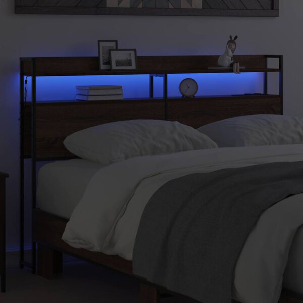 vidaXL &Uacute;ložn&eacute; čelo postele s polic&iacute; Hněd&yacute; dub 120 cm Kompozitn&iacute; dřevo