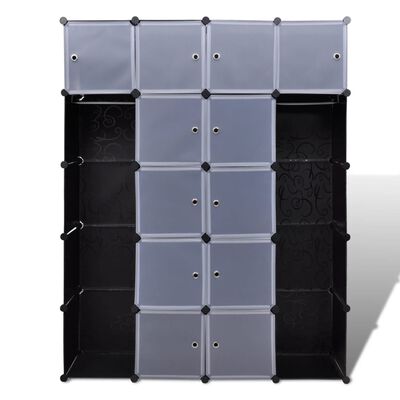 vidaXL Modulární skříň se 14 přihrádkami černobílá 37 x 146 x 180,5 cm