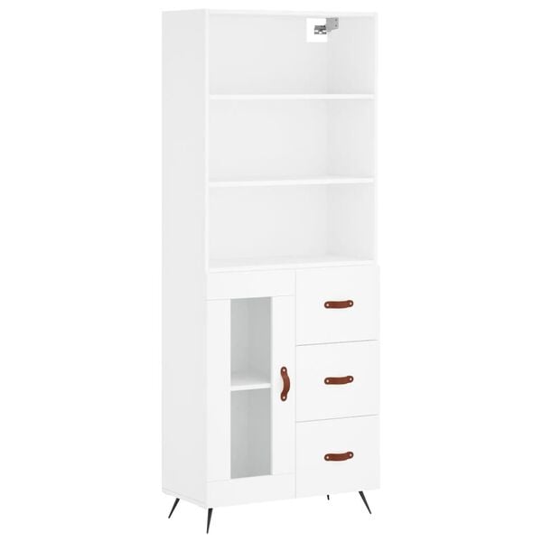 vidaXL Skř&iacute;ň highboard b&iacute;l&aacute; 69,5 x 34 x 180 cm kompozitn&iacute; dřevo