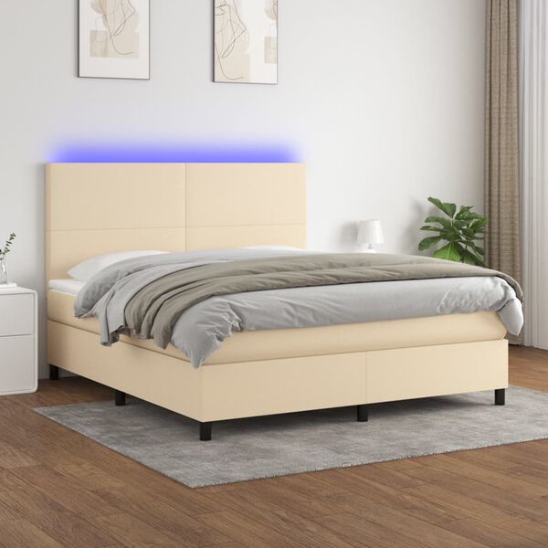 vidaXL Box spring postel s matrac&iacute; a LED kr&eacute;mov&aacute; 160x200 cm textil