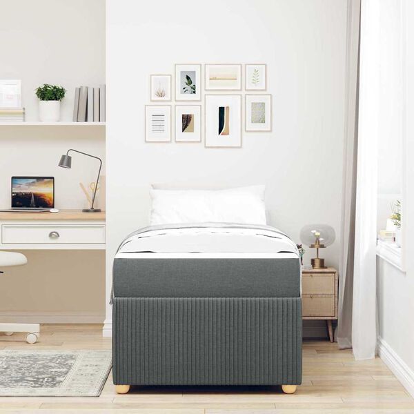 vidaXL R&aacute;m postele s matrac&iacute; Tmavě &scaron;ed&aacute; 100 x 200 cm textil