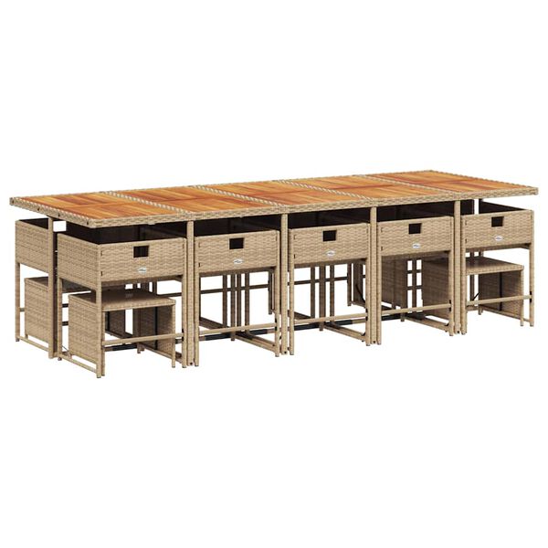 vidaXL 15d&iacute;ln&yacute; zahradn&iacute; j&iacute;deln&iacute; set s podu&scaron;kami b&eacute;žov&yacute; polyratan