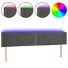 vidaXL Čelo postele s LED tmavě &scaron;ed&eacute; 163 x 16 x 78/88 cm samet