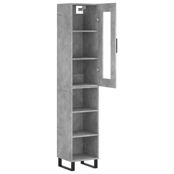 vidaXL Skř&iacute;ň highboard betonově &scaron;ed&aacute; 34,5x34x180 cm kompozitn&iacute; dřevo