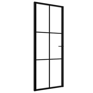 vidaXL Interi&eacute;rov&eacute; dveře ESG sklo a hlin&iacute;k 76 x 201,5 cm čern&eacute;