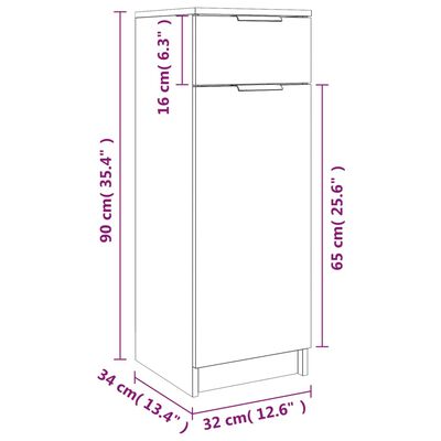 vidaXL Koupelnová skříňka dub sonoma 32 x 34 x 90 cm kompozitní dřevo