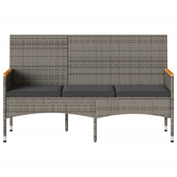 vidaXL 3m&iacute;stn&aacute; zahradn&iacute; lavice s podu&scaron;kami &scaron;ed&aacute; polyratan