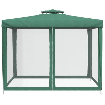 vidaXL Altán s dvojitou střechou zelený 3 x 3 x 2,68 cm textil