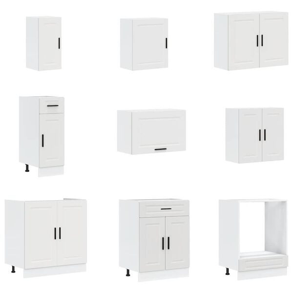 vidaXL 14dílná sada kuchyňských skříněk "Porto" bílé kompozit
