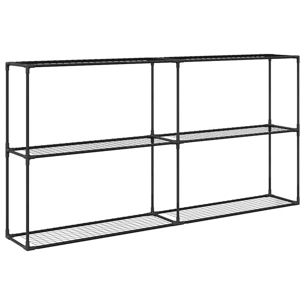 vidaXL 3-vrstv&yacute; rostlinov&yacute; stojan Čern&aacute; 200 x 32 x 104 cm Ocel