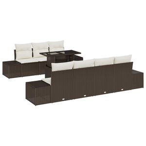 vidaXL Set pohovek s pol&scaron;t&aacute;řem 8 pcs Hněd&aacute; a kr&eacute;mov&aacute; polyratan