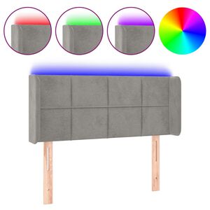 vidaXL Čelo postele s LED světle &scaron;ed&eacute; 83 x 16 x 78/88 cm samet