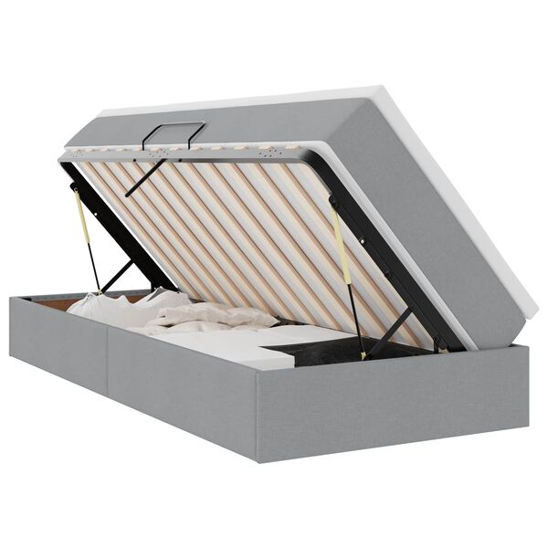 vidaXL Postel s &uacute;ložn&yacute;m prostorem a matrac&iacute; Světle &scaron;ed&aacute; 100 x 200 cm