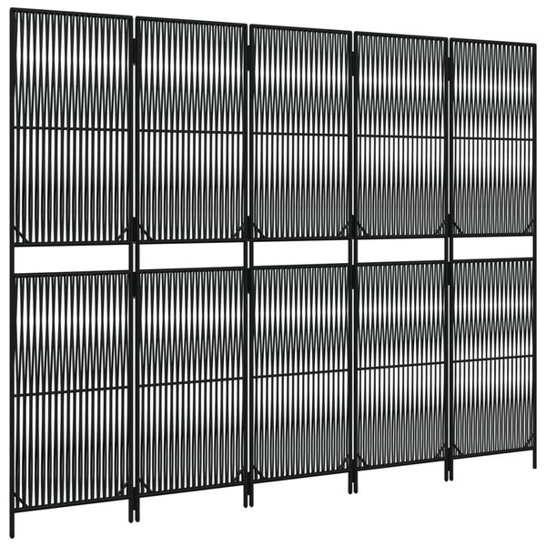 vidaXL Dělic&iacute; stěna 5 panelů čern&aacute; polyratan