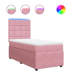 vidaXL Box spring postel s matrac&iacute; růžov&aacute; 80 x 200 cm samet