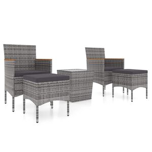 vidaXL 5d&iacute;ln&yacute; zahradn&iacute; bistro set polyratan a tvrzen&eacute; sklo &scaron;ed&yacute;