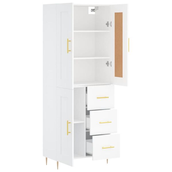 vidaXL Skř&iacute;ň highboard b&iacute;l&aacute; 69,5 x 34 x 180 cm kompozitn&iacute; dřevo