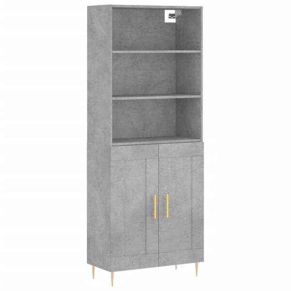 vidaXL Skř&iacute;ň highboard betonově &scaron;ed&aacute; 69,5x34x180 cm kompozitn&iacute; dřevo