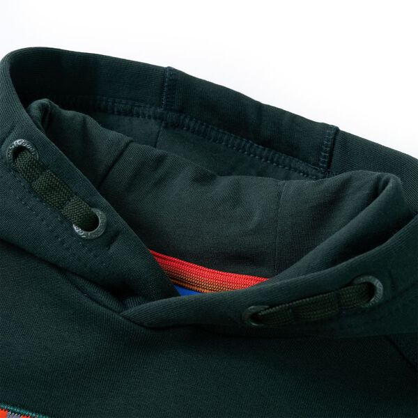 Dětsk&aacute; mikina s kapuc&iacute; tmavě zelen&aacute; 116