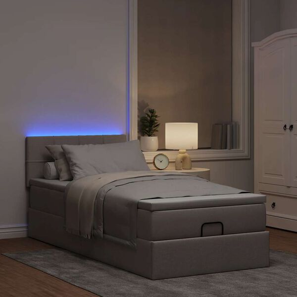 vidaXL Osmansk&aacute; postel s matrac&iacute; & LED taupe 90x200 cm l&aacute;tka