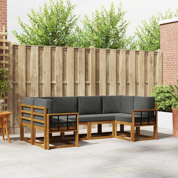 vidaXL Venkovn&iacute; pohovkov&aacute; souprava 6 pcs Přirozen&aacute; a Anthracitov&aacute;