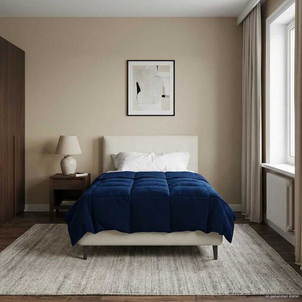 vidaXL Letn&iacute; přikr&yacute;vka &Scaron;něrov&aacute;n Tmavě modr&aacute; 135 x 200 cm Mikrovl&aacute;kno